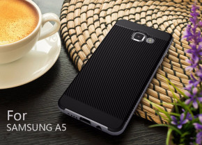 Луксозен силиконов гръб Neo Hybrid SGP U CASE CARBON за Samsung Galaxy A5 2017 A520F черен с графитена лайсна